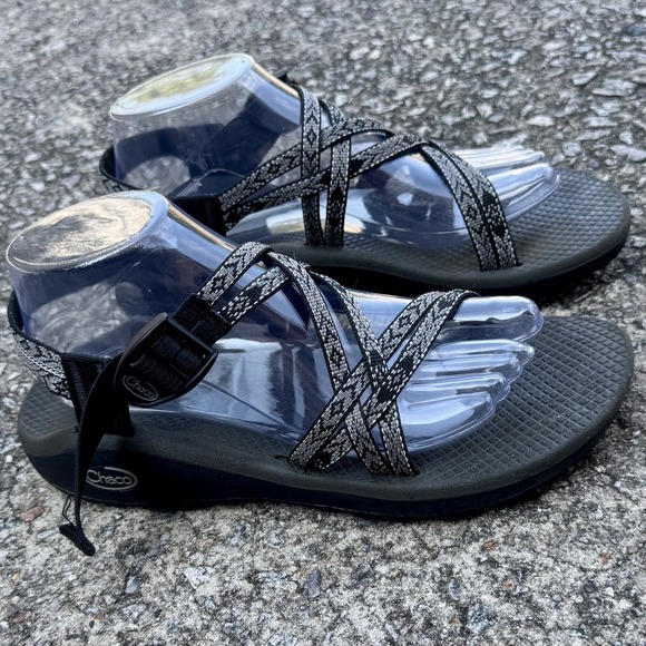 Chacos Womens Shoes Sz 9 ZX/2  Cloud Gray Black Woven Flat Hiking Water Sandals - Picture 4 of 14